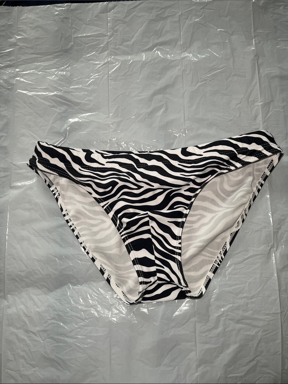 Zebra Print Bikini Bottoms - Black & White size Small